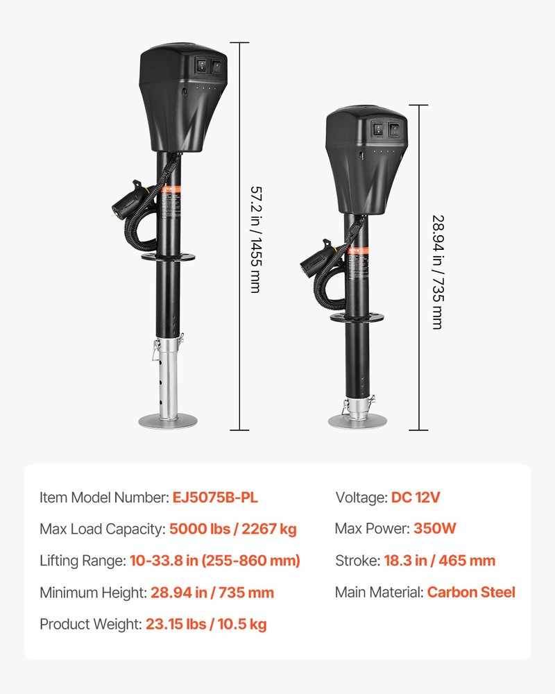 VEVOR Electric Trailer Jack 5000lbs Power Tongue Jack for RV Trailer Camper