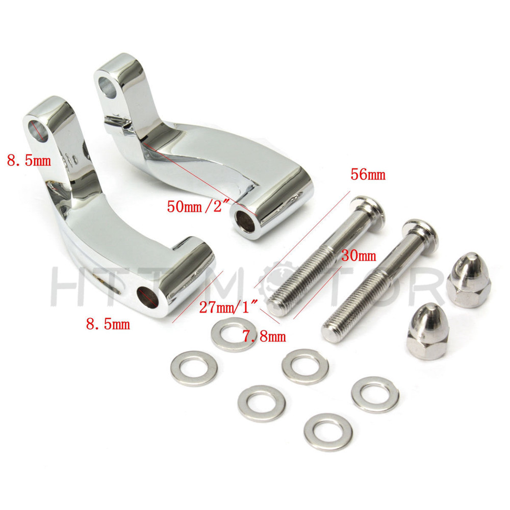Chrome Mirror Relocation Extension Adapter Kit for Harley Davidson Motorcycles