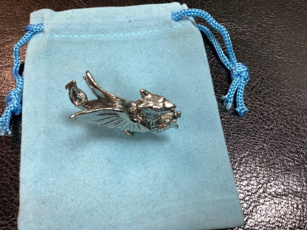 Welsh Dragon 3D Silver Pewter Mini Figure (W)