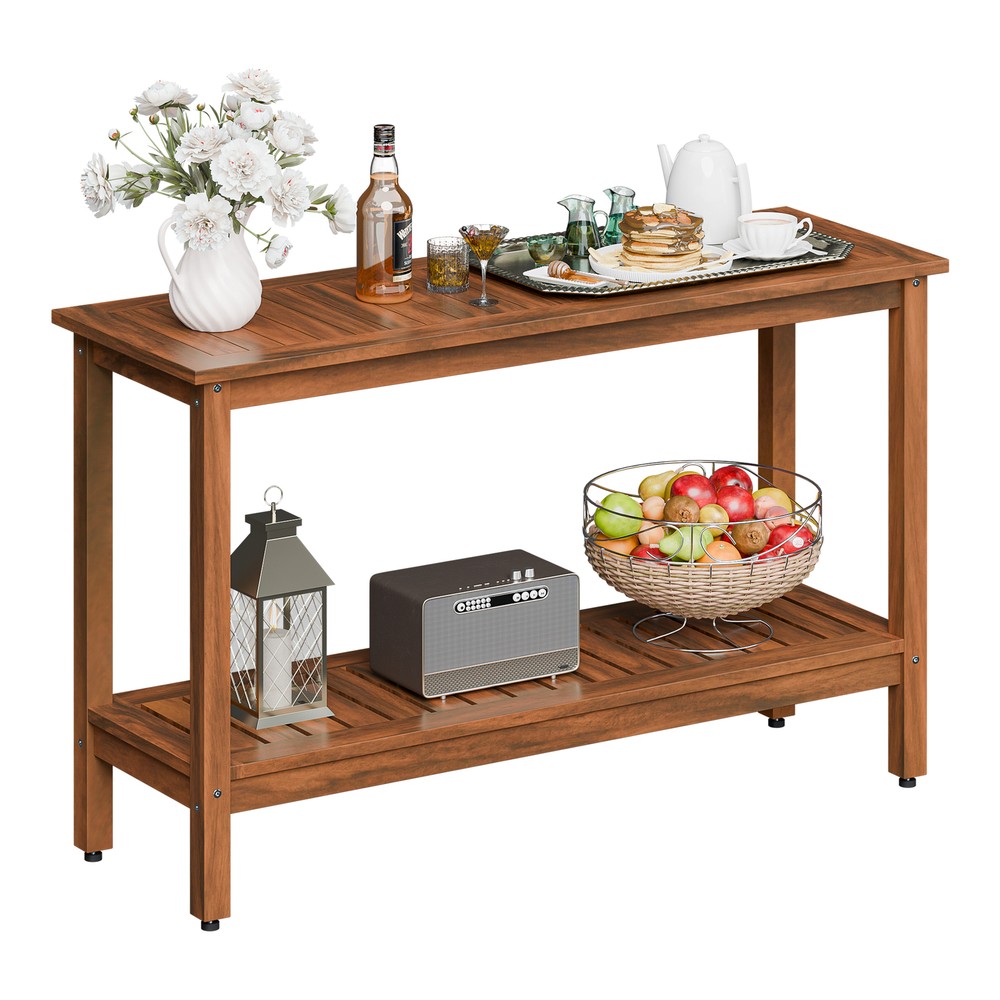 48" Outdoor Console Table wood Side Table Multifunctional Buffet Patio Bar Table