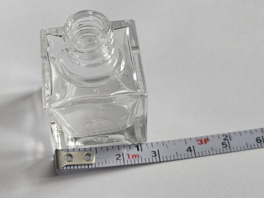 Glass Cube x3 Empty Small Perfume Potion Holder Jar With Hanging Tie Lace String