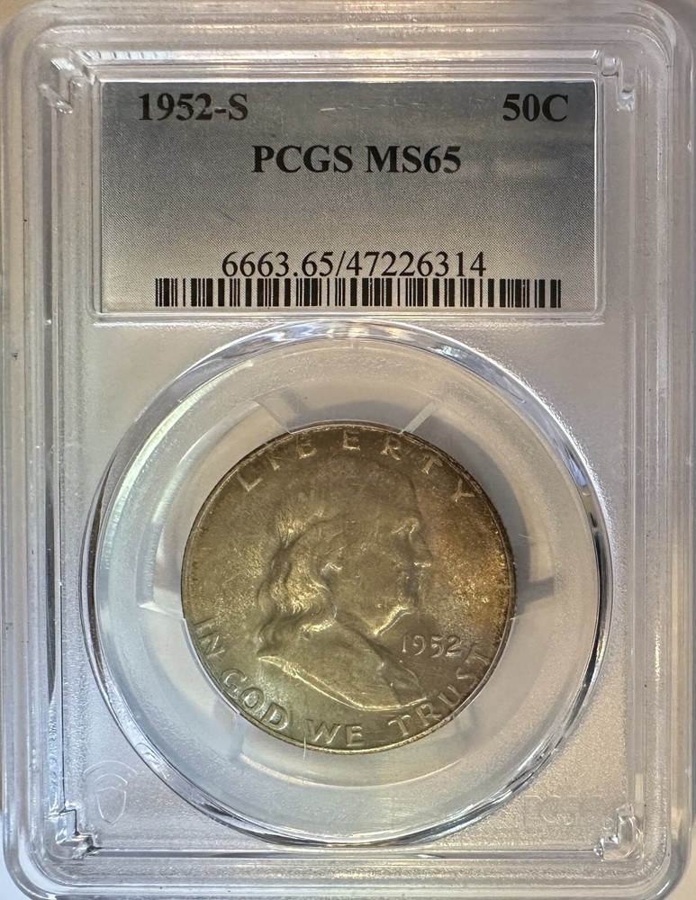 1952 S Franklin Half Dollar PCGS MS65