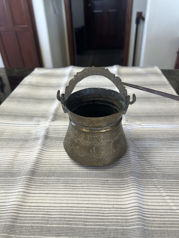 Antique Middle Eastern Islamic Brass Pot