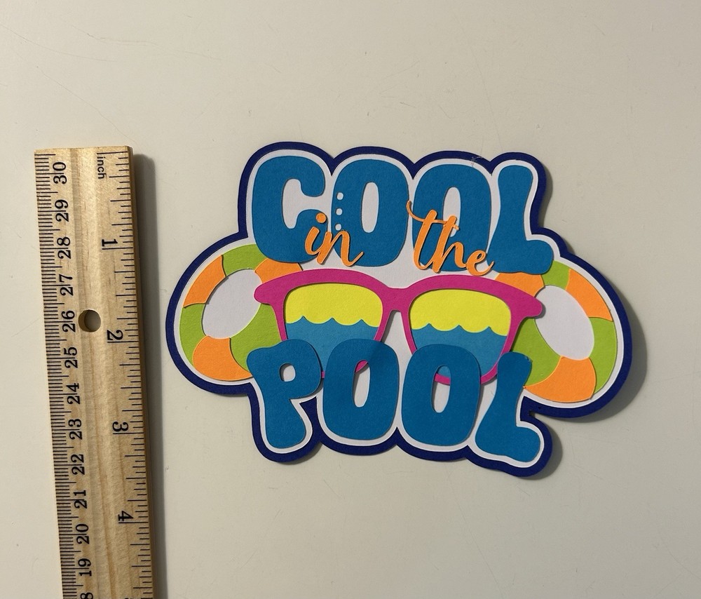 Cool in the Pool Scrapbook Title Handmade Paper Pieced Die Cut
