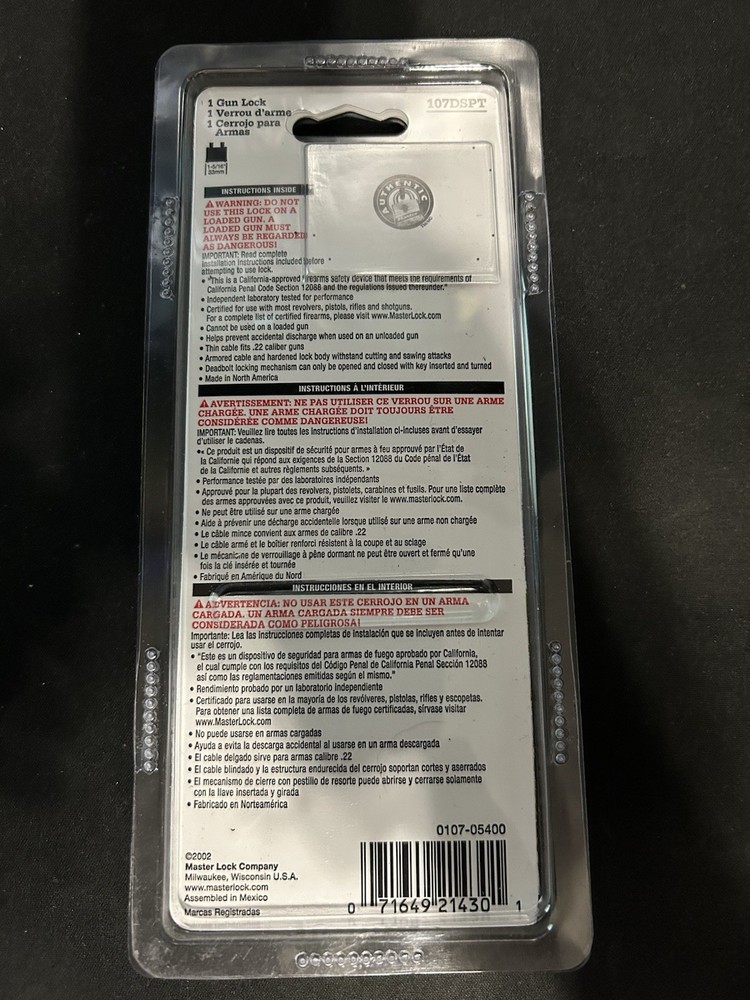Master Lock Gunlock 90DSPT Keyed Alike Trigger Locks