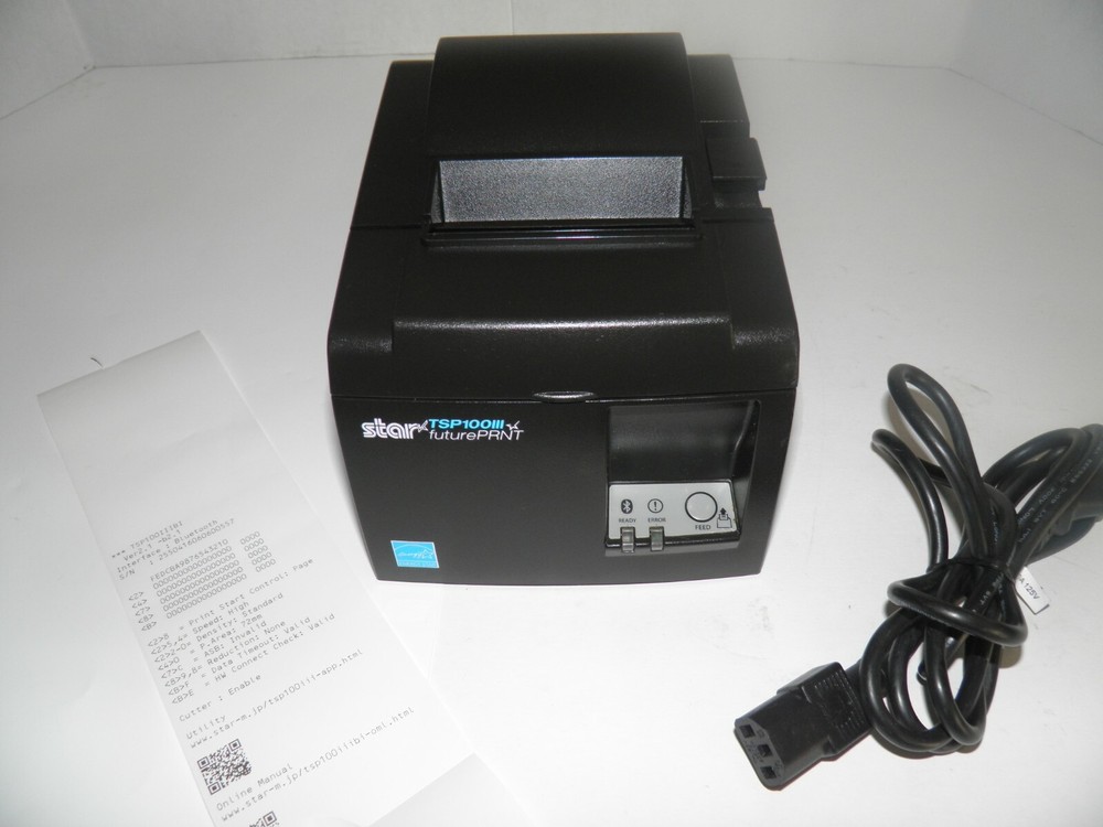 Star TSP100 Thermal POS Receipt Printer TSP143IIIBI w Bluetooth TESTED WORKING