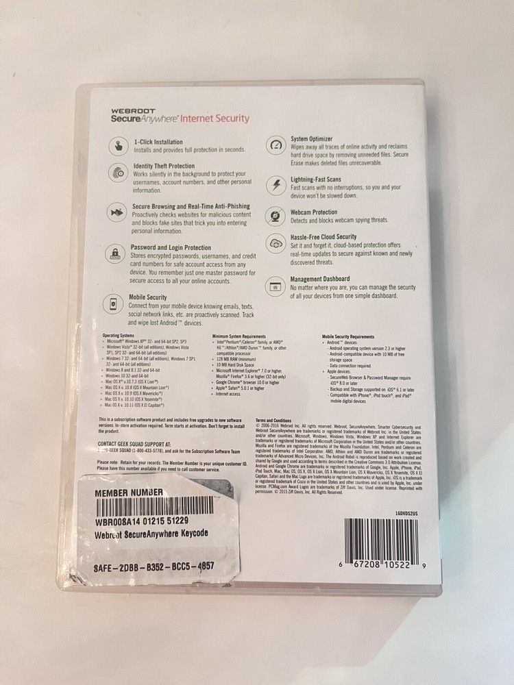 Webroot SecureAnywhere Internet Security - Full Version - 1 Year Subscription