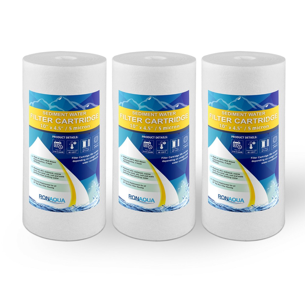 3-PACK of Big Blue 10”x4.5” 5 Micron Sediment Water Filters