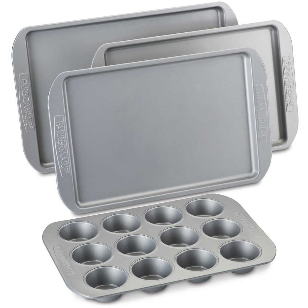 Nonstick Bakeware Muffin Cupcake & Sheet Pan Set 4-Piece Gray