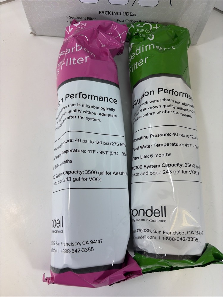 Brondell RF-20 Water Filter for Pre-Carbon Plus + Sediment New, Sealed