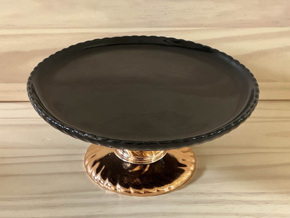 Black And Copper Cake Stand Plate 9in