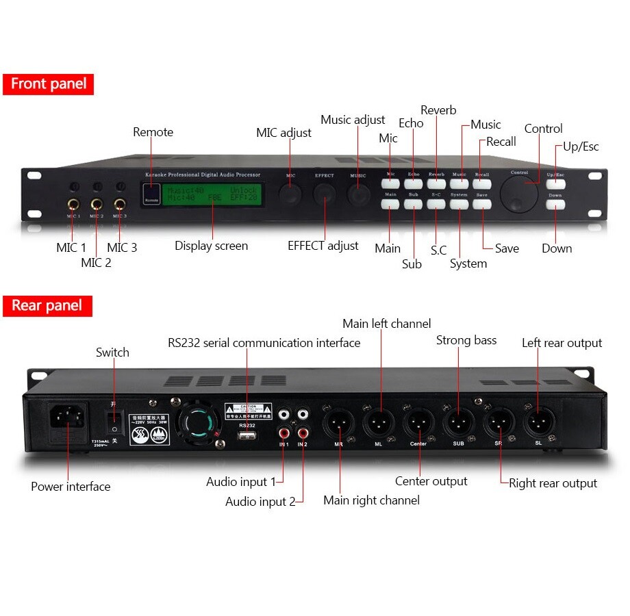 Digital Sound Processor (DSP) X5 Karaoke Replacement for DFR22 Audio Processor