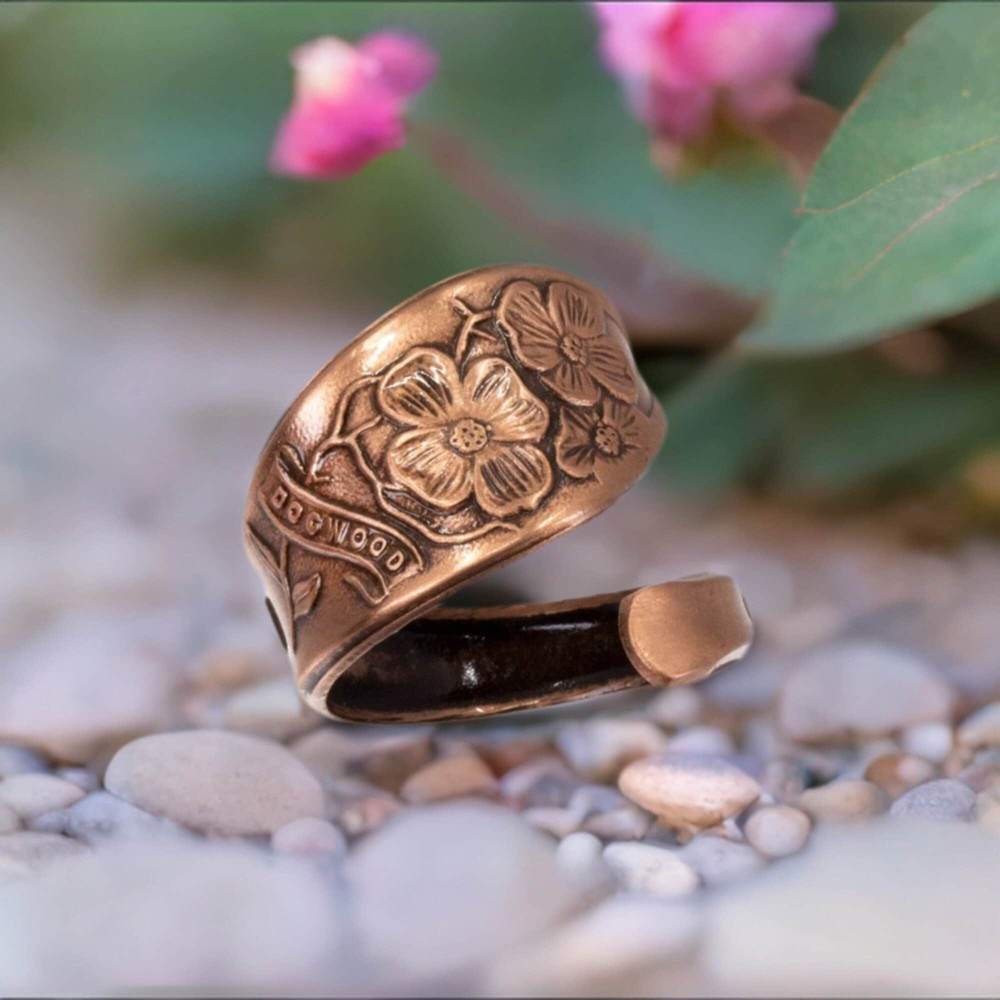 Tennessee Dogwood Flower Copper Spoon Ring