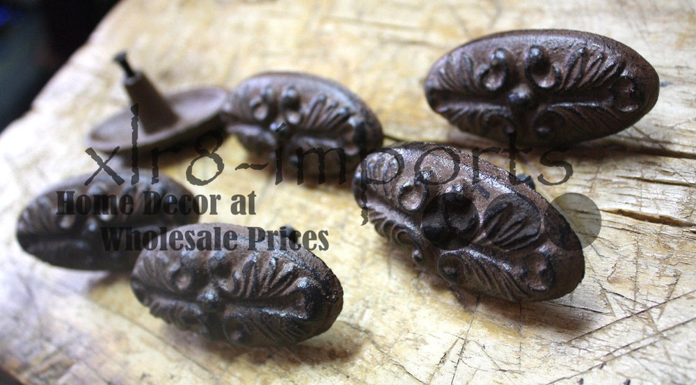 3 Cast Iron Antique Victorian Style OVAL Drawer Pull, Barn Handle, Door Handles