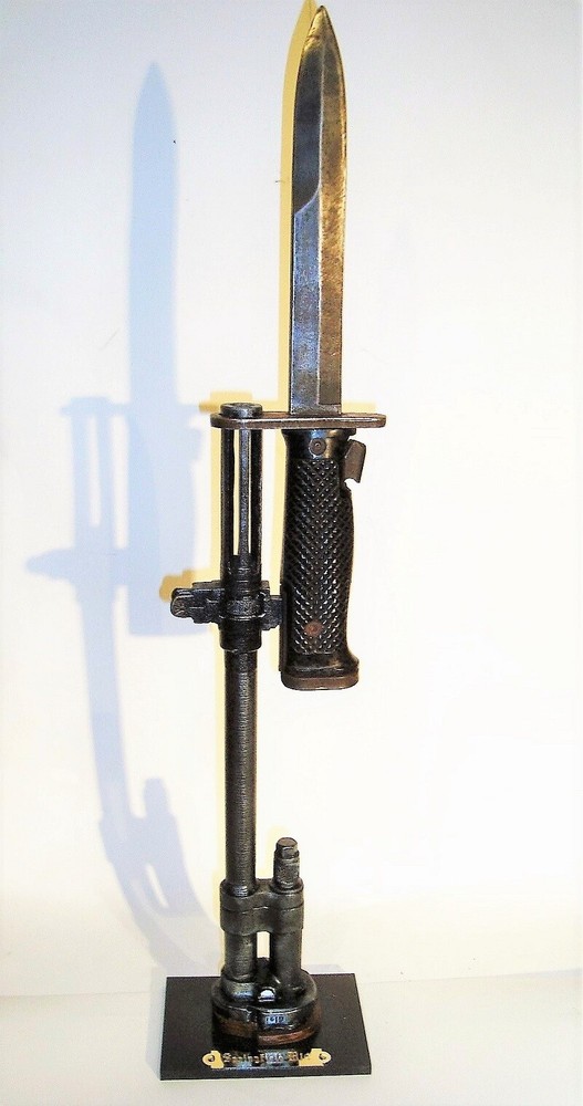 Support display stand for Springfield M14 bayo. with engraved metal plate
