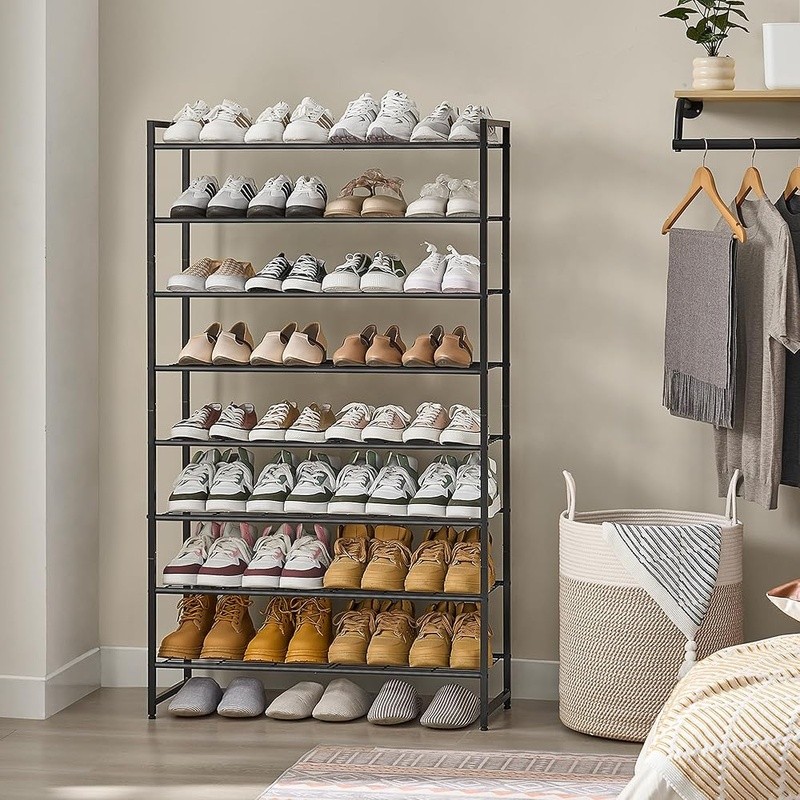 Sturdy 8 Tier Shoe Rack Organizer Adjustable Heavy Duty Metal Storage Solution