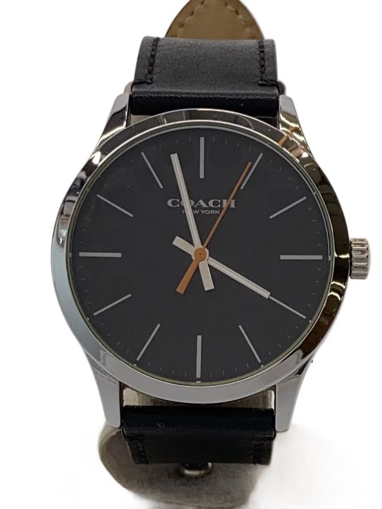 COACH Quartz Watch Analog Leather BLK BLK