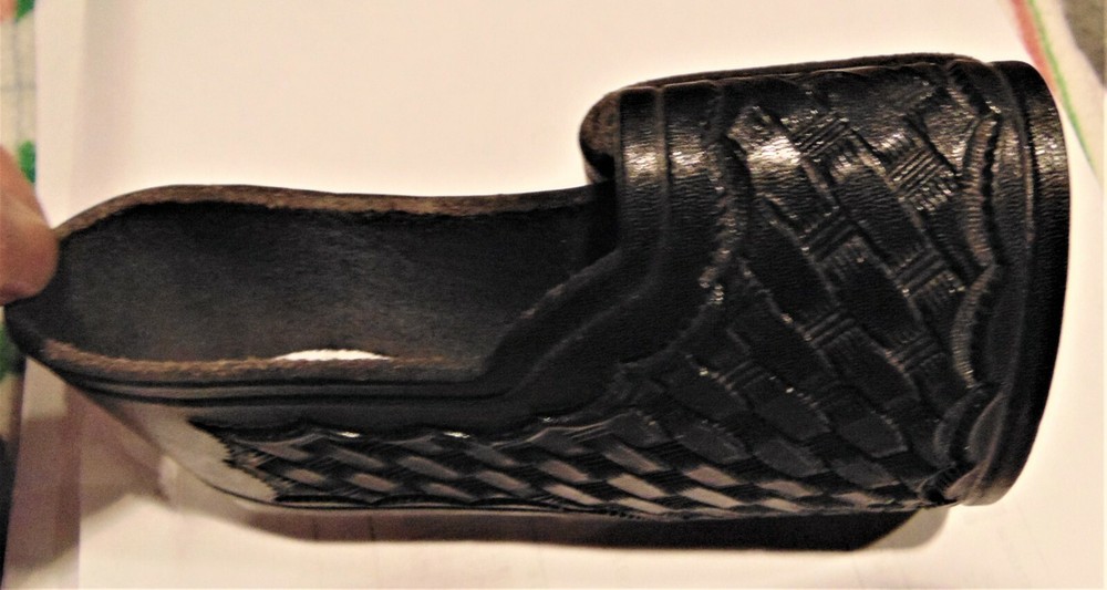 BLACK LEATHER WEAVE GLOVE OR FLASHLIGHT HOLDER ~ OPEN TOP ~ NEW ~ D