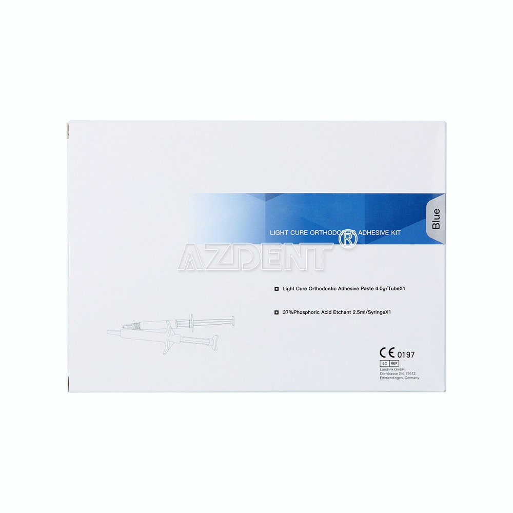 Dental Light Cure Orthodontic Braces Adhesive Paste Acid Etchant Kit Blue 5 Tips