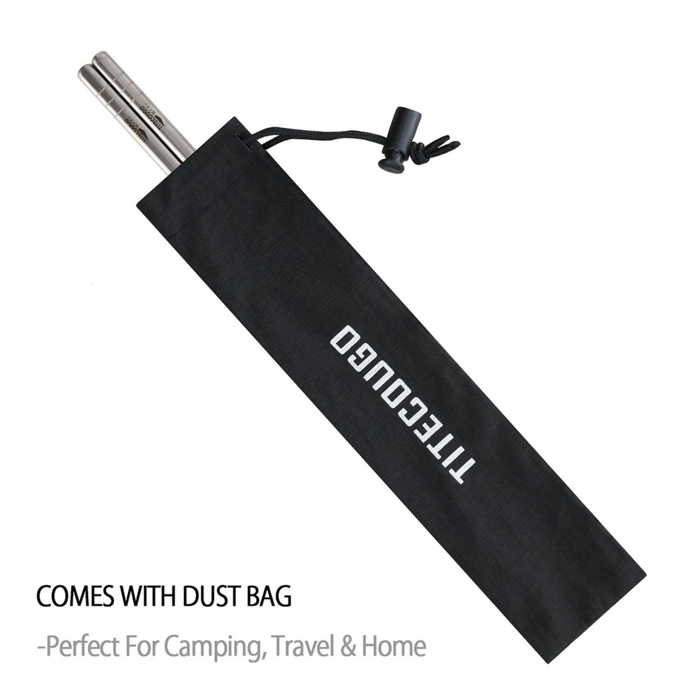Lightweight Titanium Chopsticks Portable Camping Flatware Metal Set Utensils ...
