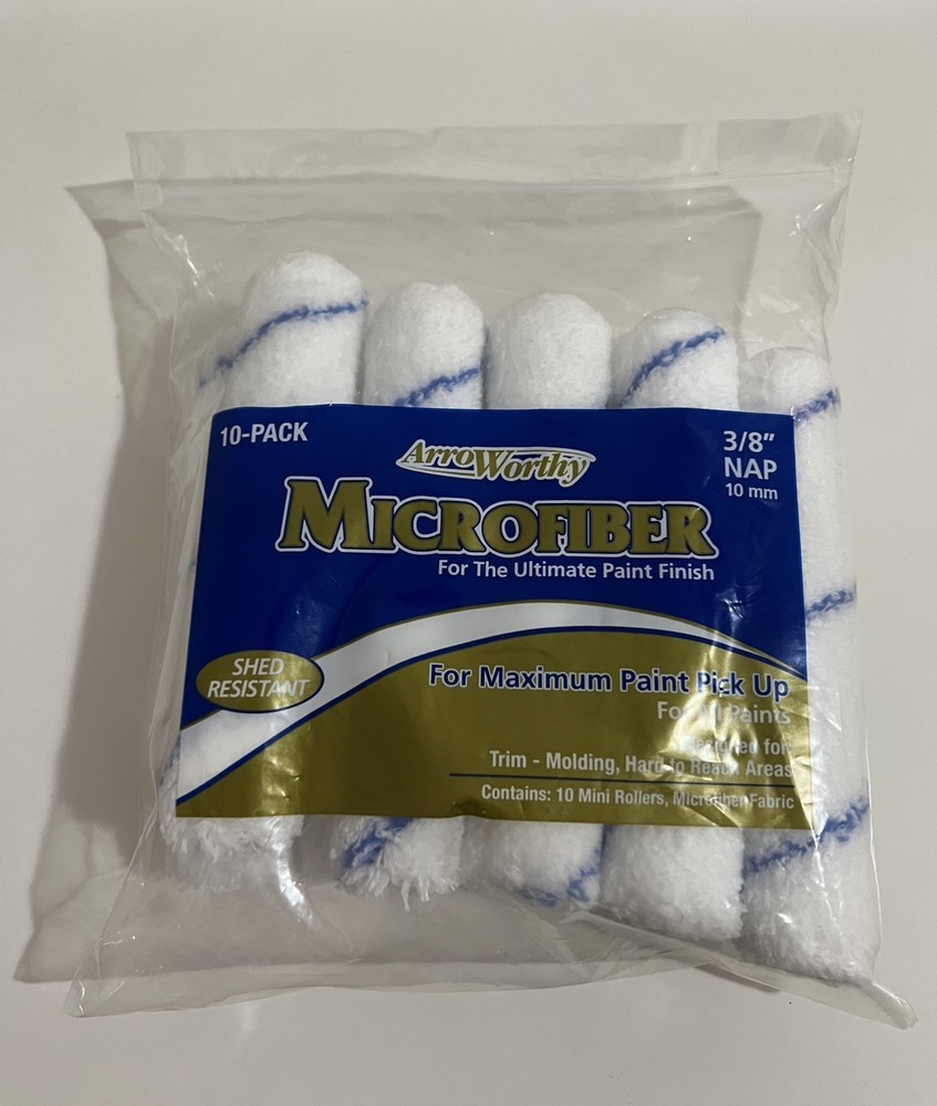 ArroWorthy Microfiber 6,5” X 3/8" Nap Mini Roller Cover 10-Pack