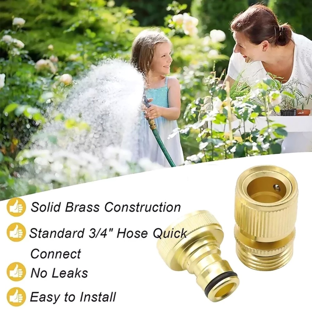 4 Pair About 25mm Quick Connector 3/4in GHT Thread Water Pipe Brass Adapter