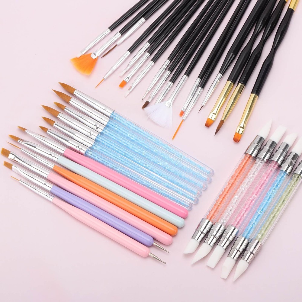 35 Pcs Nail Art Brushes Include Nail Polish Liner Brush with Dotting Tools, D...