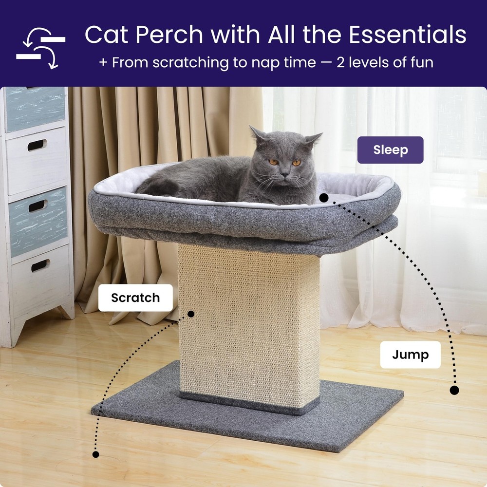 Catry Mellow 2-Level 19" Cat Tree with Large Washable Replaceable Bed, Big Si...