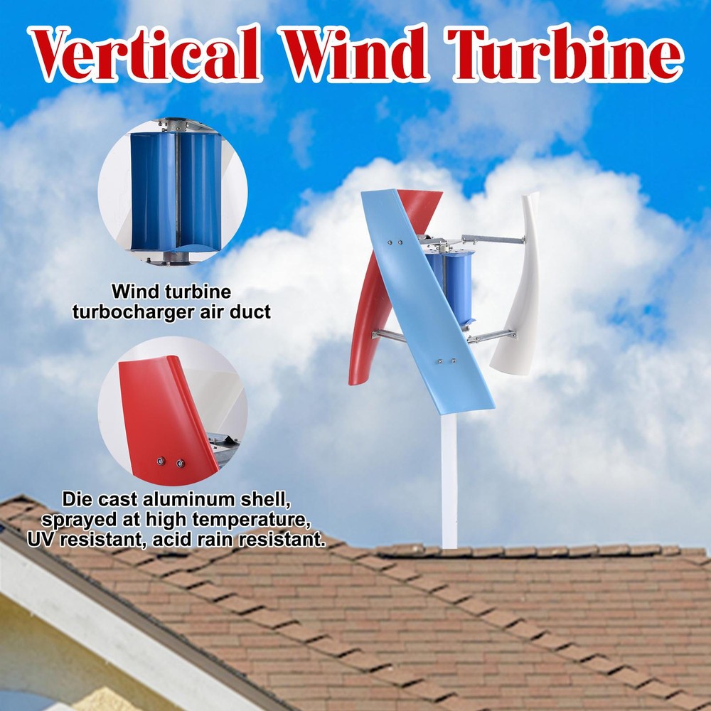 3000W Vertical Axis Wind Turbine Generator with Controller Kit Max 12V/24V