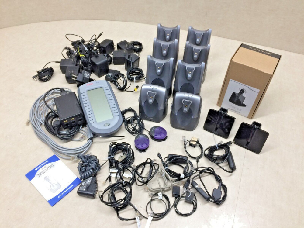 Lot of Plantronics Headset Bases CS50 CS55 CS540 Assorted Accessories & Cords