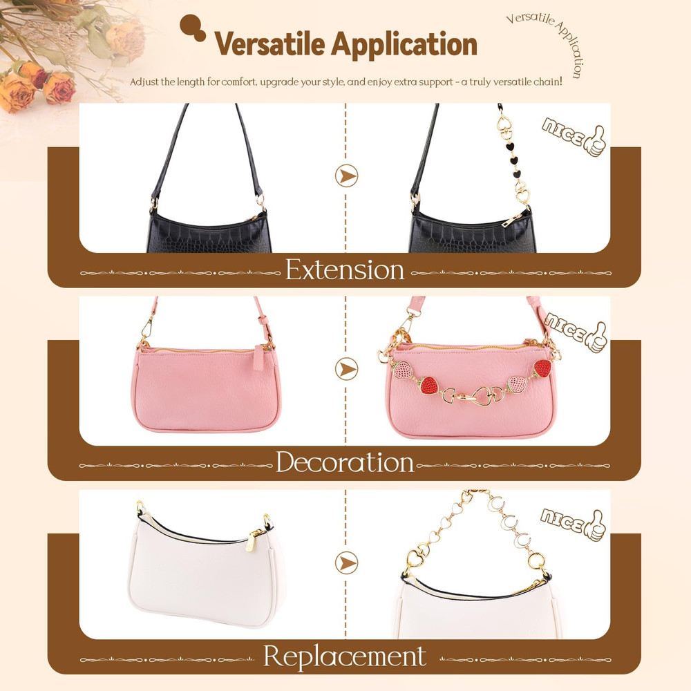 5Pcs Bag Extender Chain (Stylish Multishapes) Purse Extender Chains Bag Strap Ex