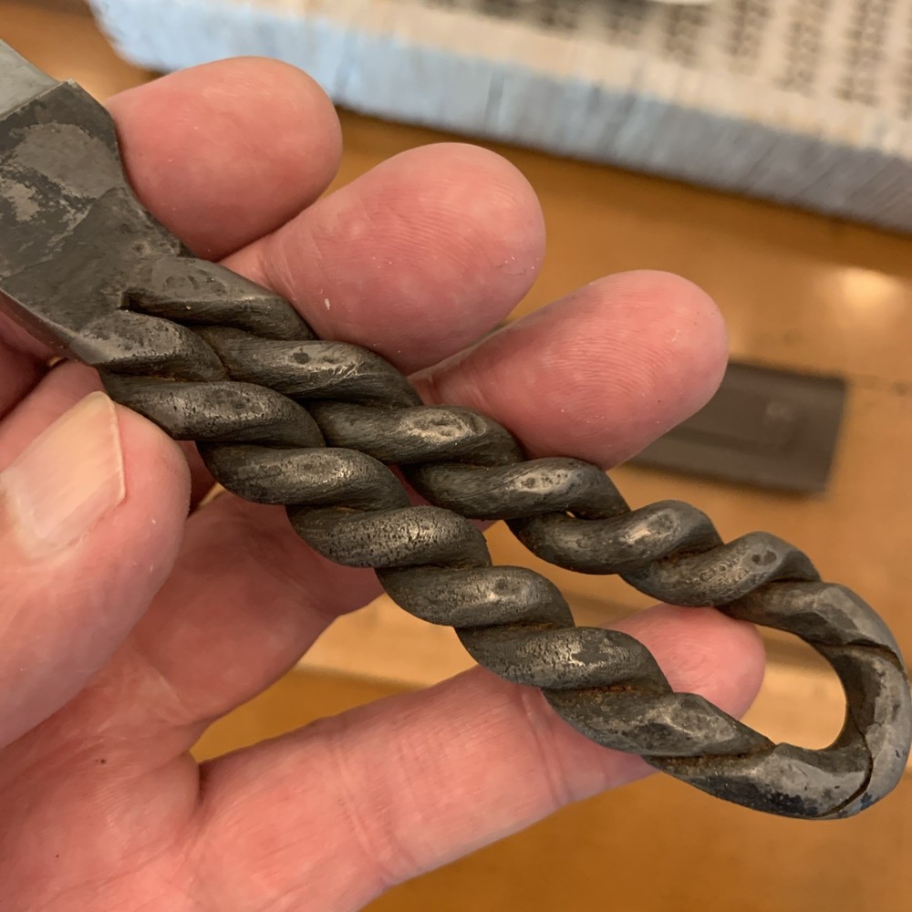 Vintage Handmade Bud K Twisted Iron Knife