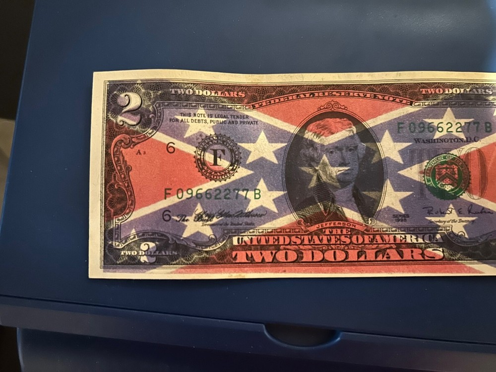Vintage Mixed Media Flag Two Dollar Bill Graffiti