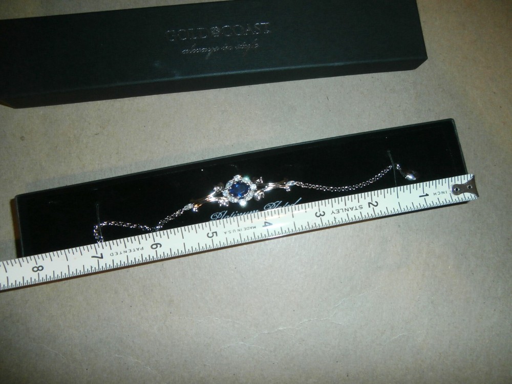 Gold Coast Platinum Plated Blue Stone Bracelet - New
