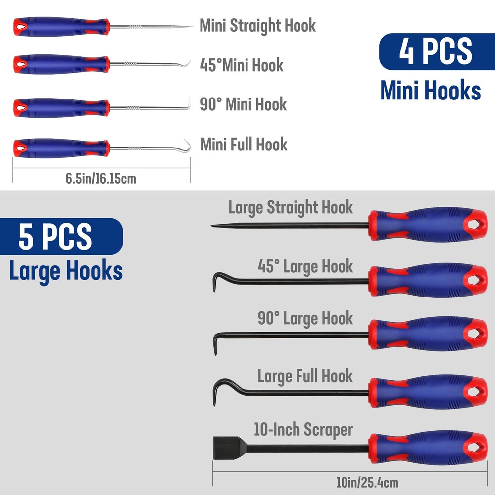 WORKPRO Precision Pick Hook Set 9PC with Scraper Automotive Electronic Hand Tool