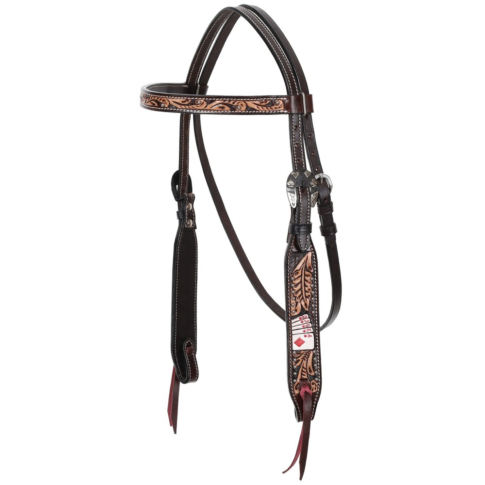 Showman Diamond Flush Browband Leather Headstall