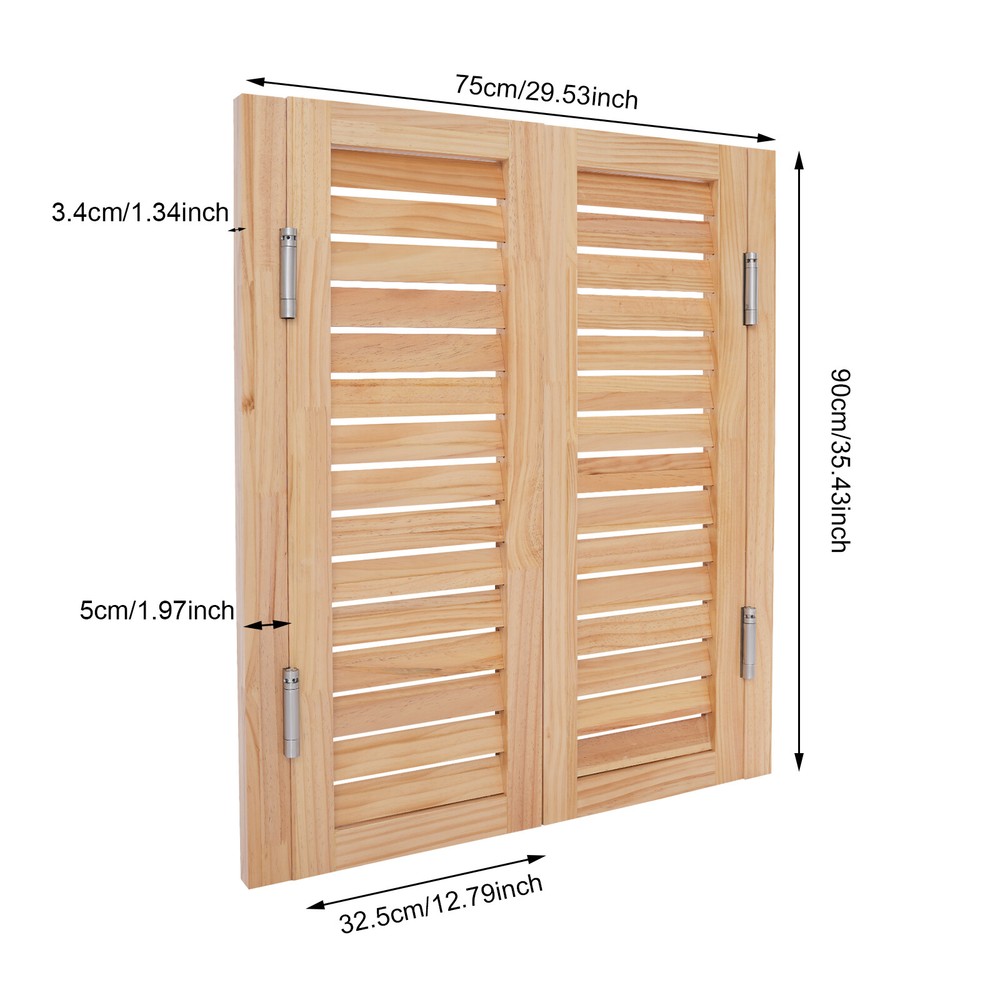 2pcs Wood Color Partition Doors, Wall Mounted Solid Wood Partition Doors