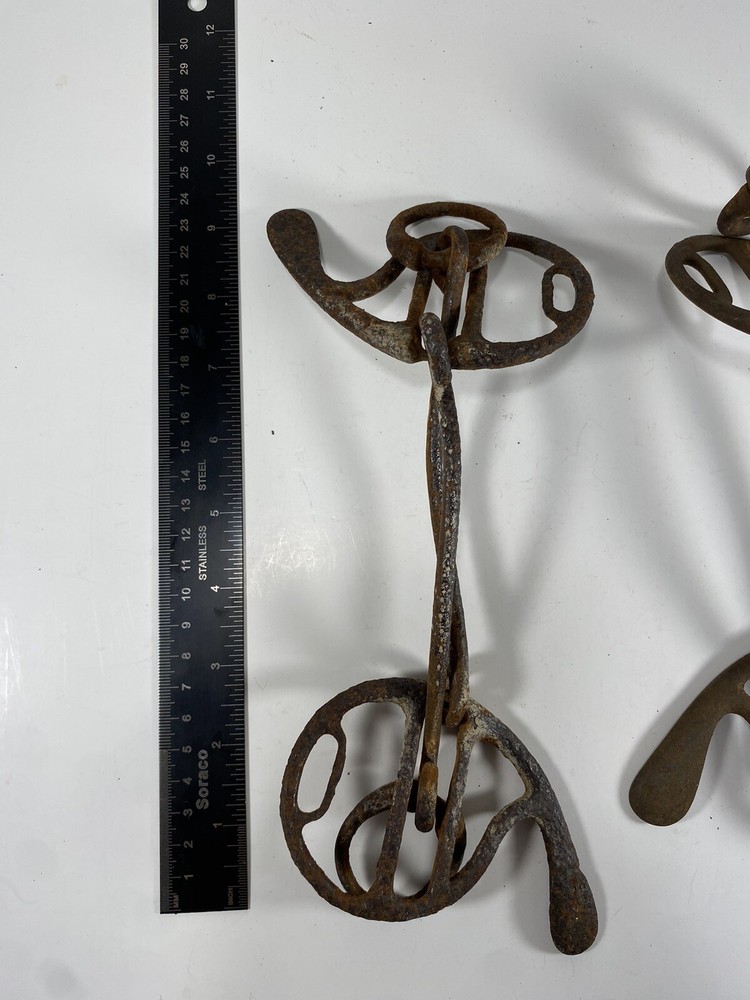 2 Antique Cast Iron Horse Bits Hand Forged