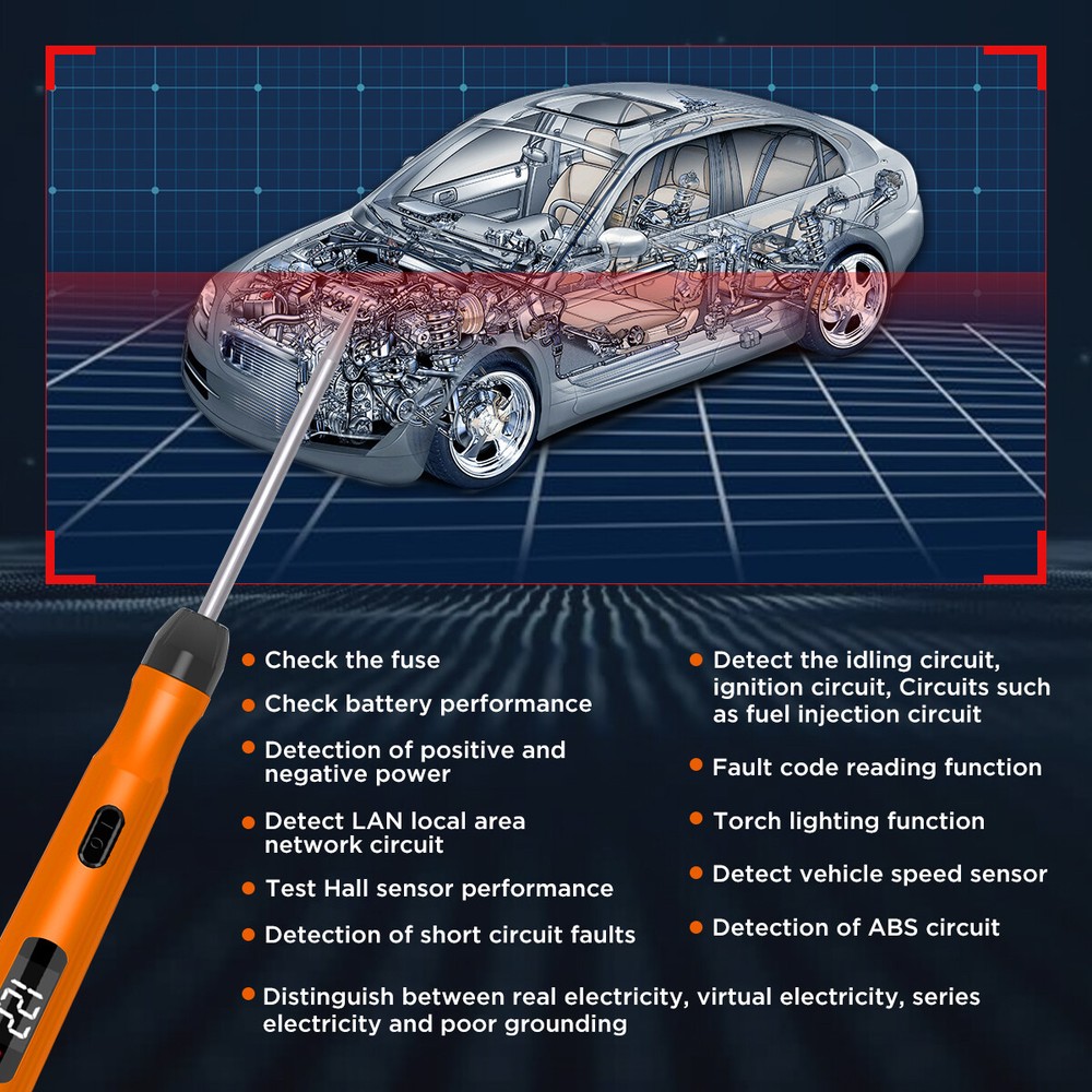 Test Light Car Electrical Circuit Test Pen Continuity Test Probe 6V 12V 24V DC