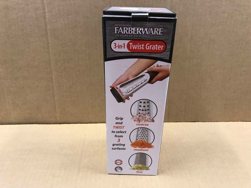 New In Box - Farberware 3-in-1 Twist Grater - Fine/Medium/Course
