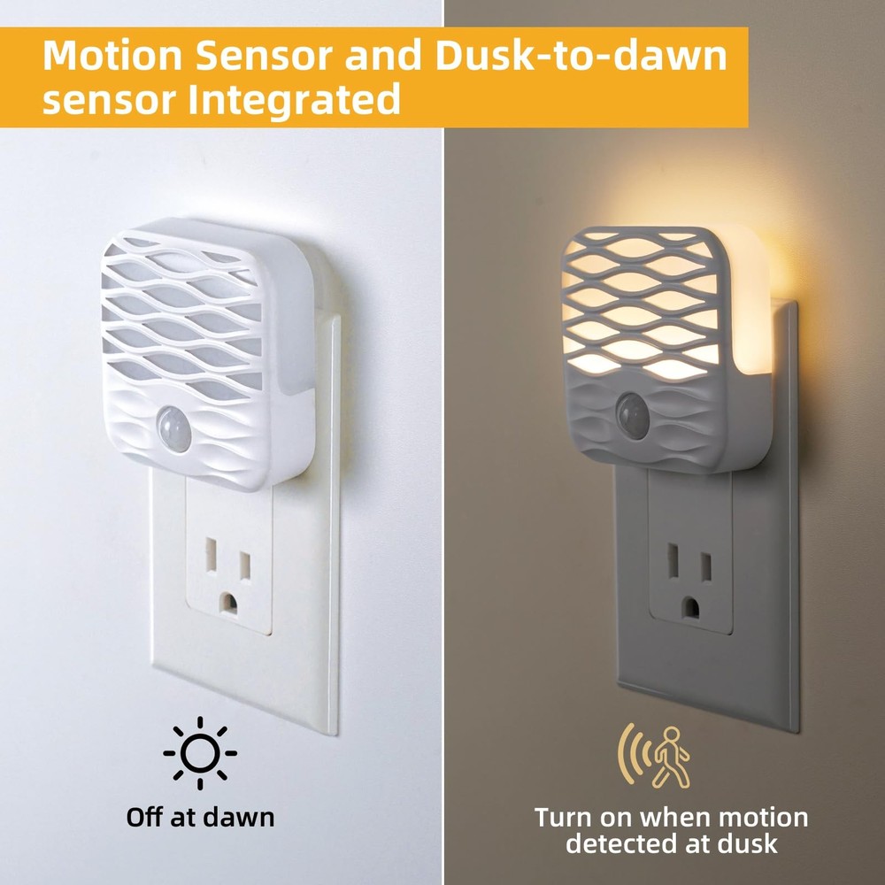 3 Pack Night Lights Plug into Wall,Motion Sensor Nightlights Indoor with Warm...