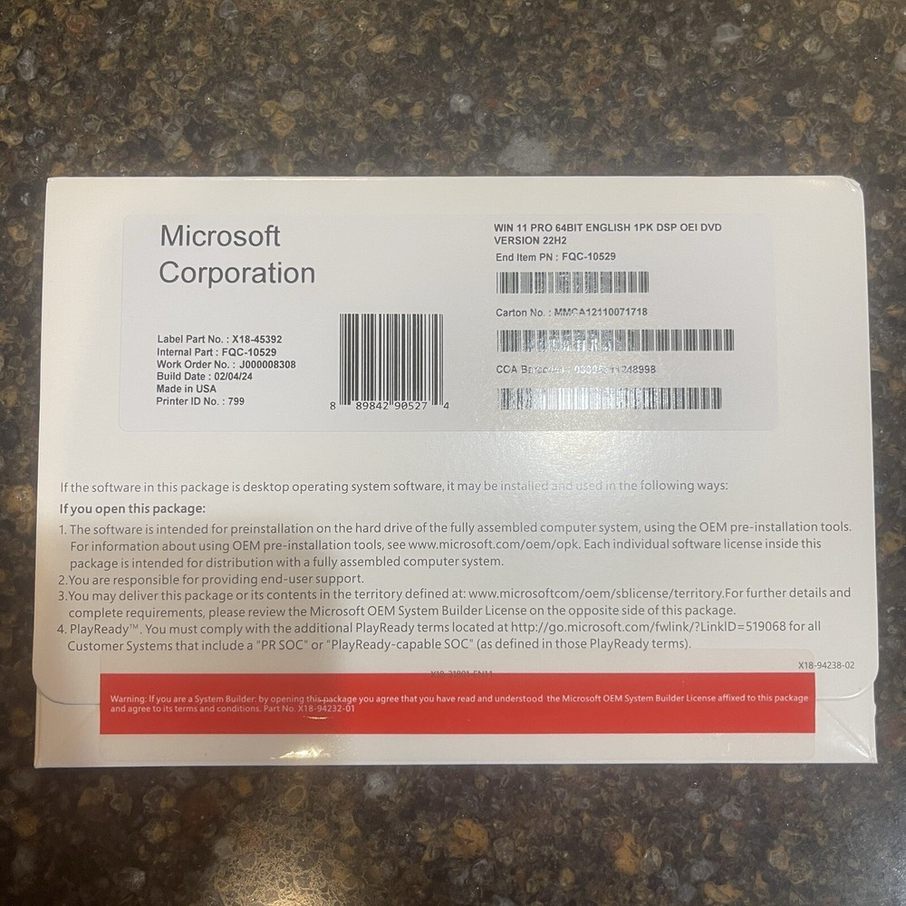 New Microsoft Windows 11 Pro Professional 64 Bit Operating System AND KEY