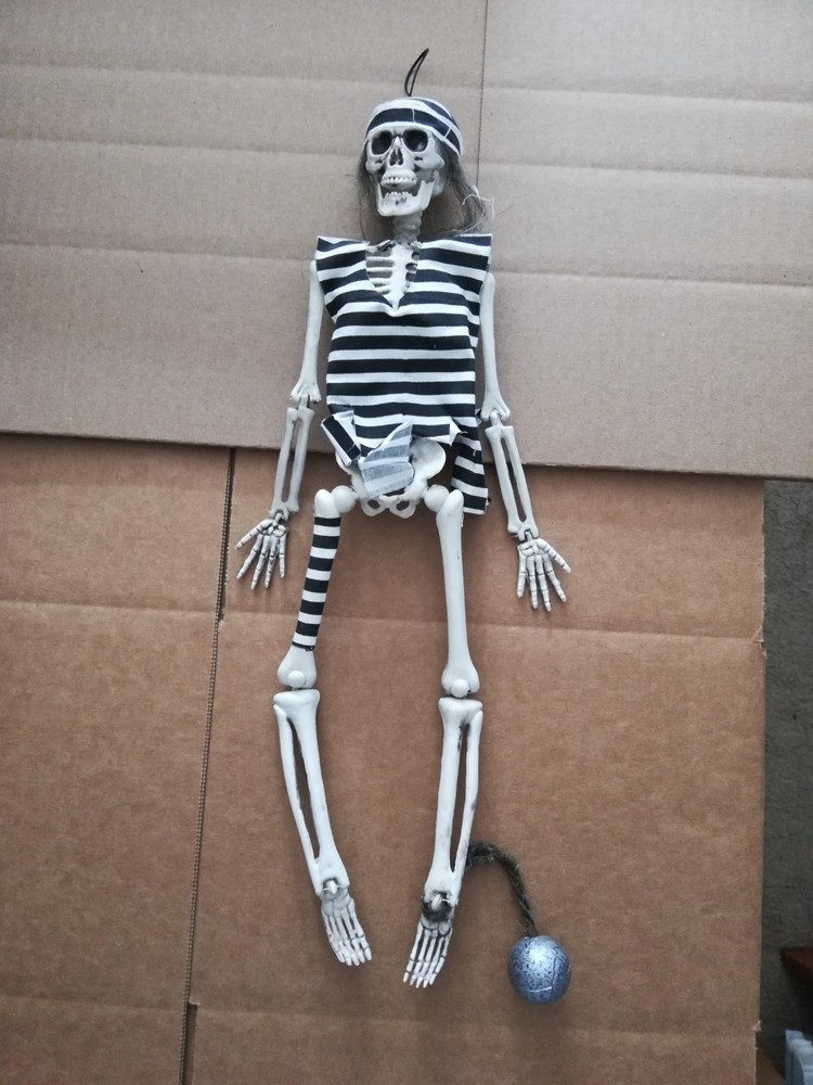 PRISONER SKELETON Halloween Decoration Poseable and Hangs Up