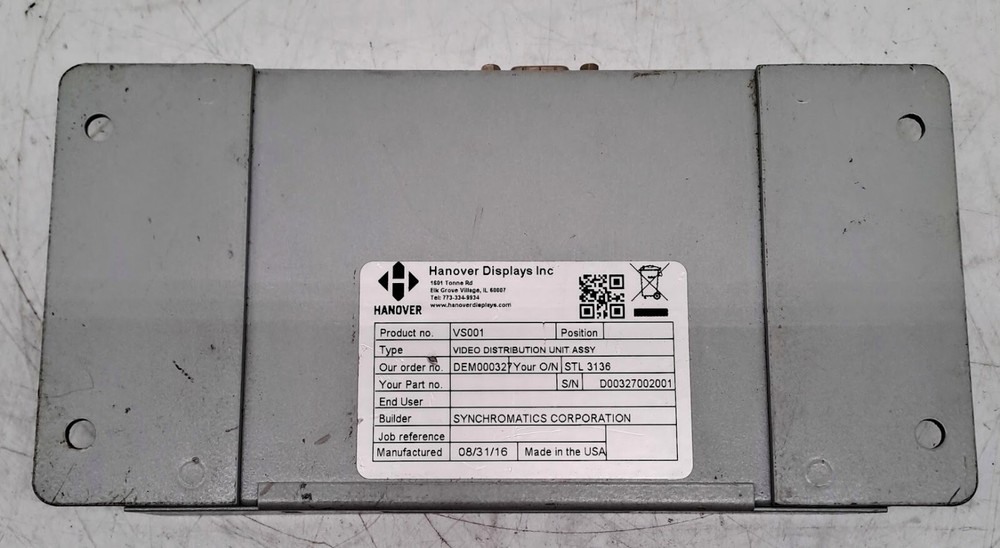 HANOVER DISPLAYS VS001 VIDEO DISTRIBUTION UNIT