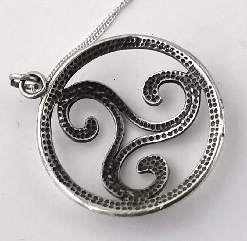 Solid Silver Celtic Triskelion Pendant & Chain