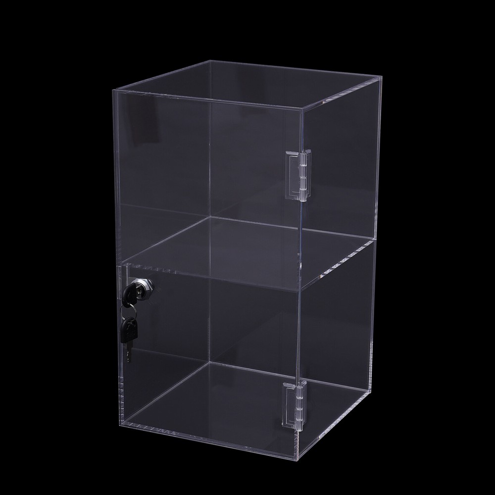 2-layers Transparent Countertop Display Storage Cabinet Acrylic Display Case