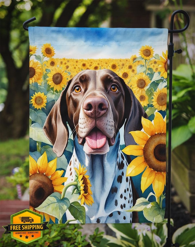 Caroline's Treasures German Shorthaired Pointer Sunflower Flag