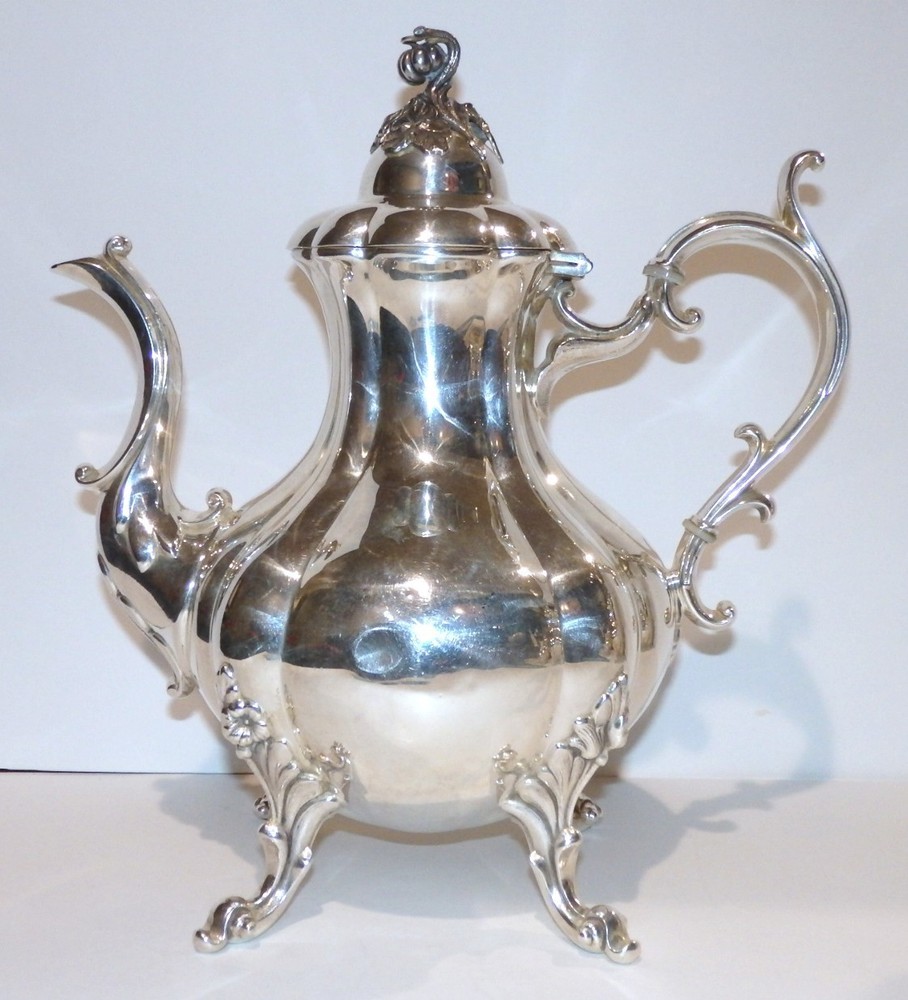 Reed & Barton SilverPlated WINTHROP PUMPKIN COFFEE TEA SET #1795 w Flaws--- READ