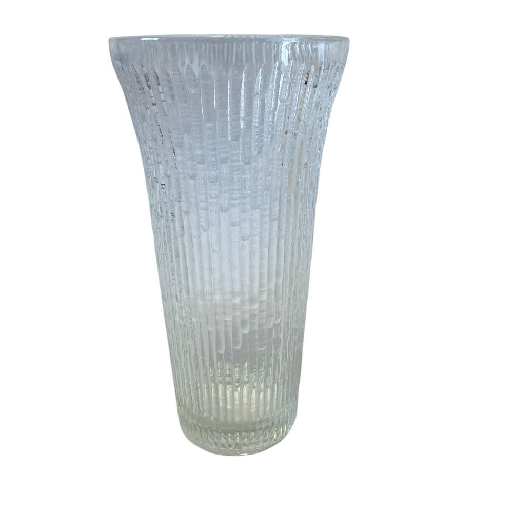 Vtg Mcm Retro Clear Textured Treebark Vase 6.5"