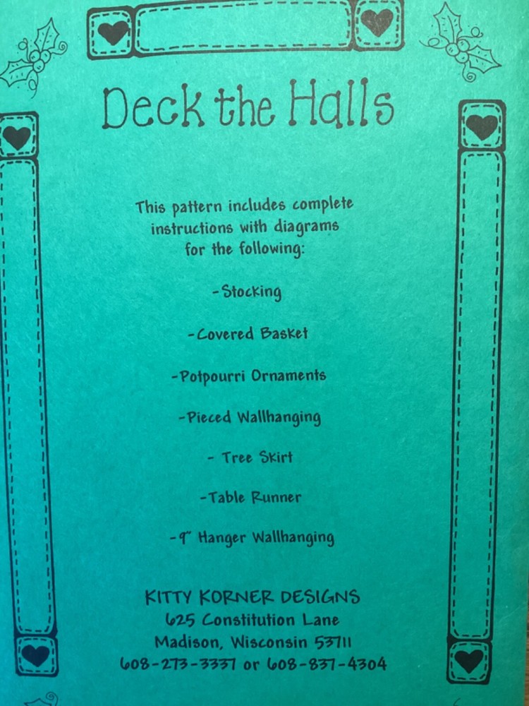 PATTERN Christmas Stocking Tree Skirt & Table Runner NEW Kitty Korner Designs